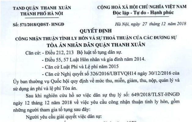 thủ tục ly hôn thuận tình